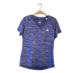 Adidas ClimaLite Purple V Neck Performance Short Sleeve Tee Shirt size Medium